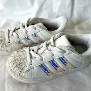 adidas | Shoes | Adidas White Ultraviolet Glitter Laced Limited Edition  Leather Sneakers 9 Size | Poshmark
